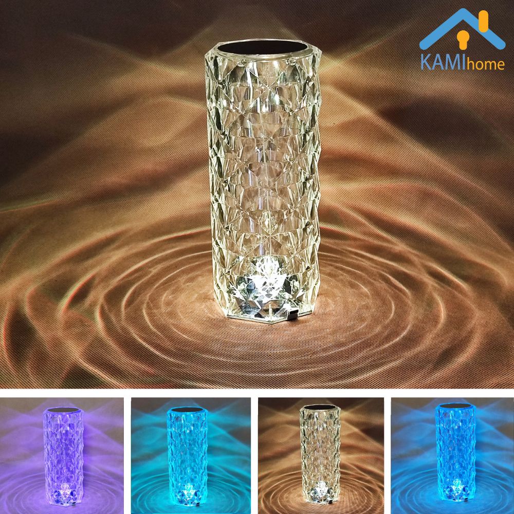 Đèn led trang trí phòng ngủ và bàn tiệc cảm ứng pin sạc tích điện kiểu đèn pha lê để bàn mã 26013