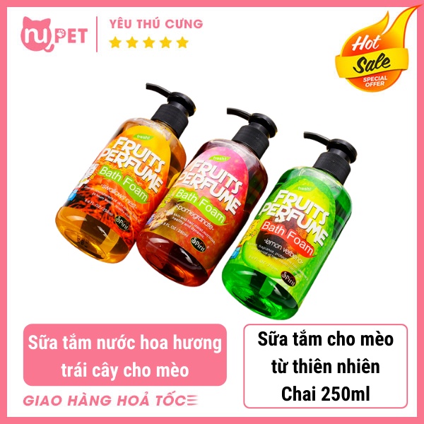 Sữa tắm nước hoa hương trái cây cho mèo Fruits Perfume chai 250ml | Dầu tắm cho mèo