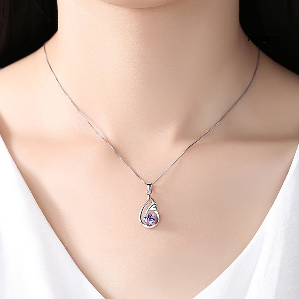 (Hàng Mới Về) vòng cổ Mặt Hình Đôi Cánh Thiên Thần Đính Đá Zircon Thời Trang Cho Nữ