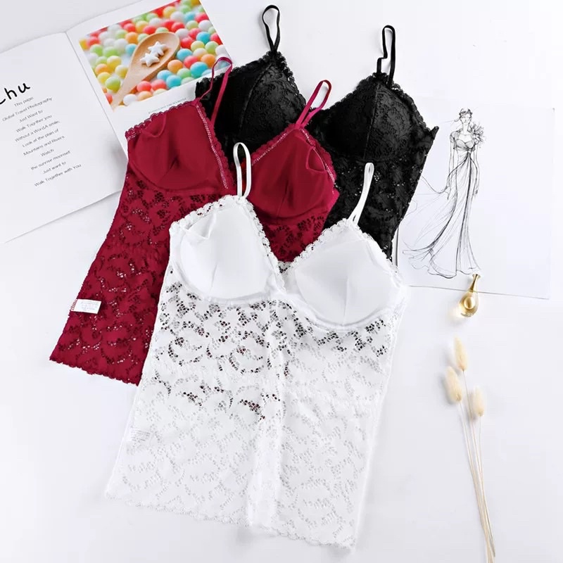 Áo Bra Ren hai dây dáng dài Sexy Siêu Đẹp _ Áo lót không gọng Ren Kiểu áo ngủ , Đi biển , Phối mọi loại đồ mỏng dây