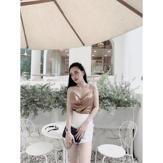 Áo 2 dây phi lụa cổ đổ dây xích khoen tròn cực xinh ☘️☘️☘️g/k