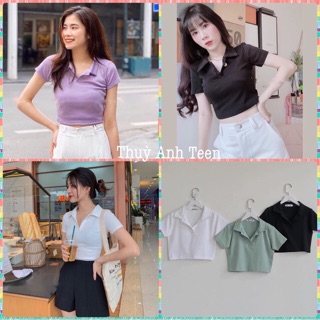 Chuẩn Áo croptop trơn polo chất đẹp đẹp