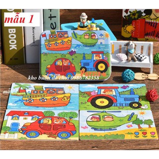 HỘP đồ chơi PUZZLE TỔNG HỢP 4 IN 1 bằng gỗ cho bé từ 3 tuổi