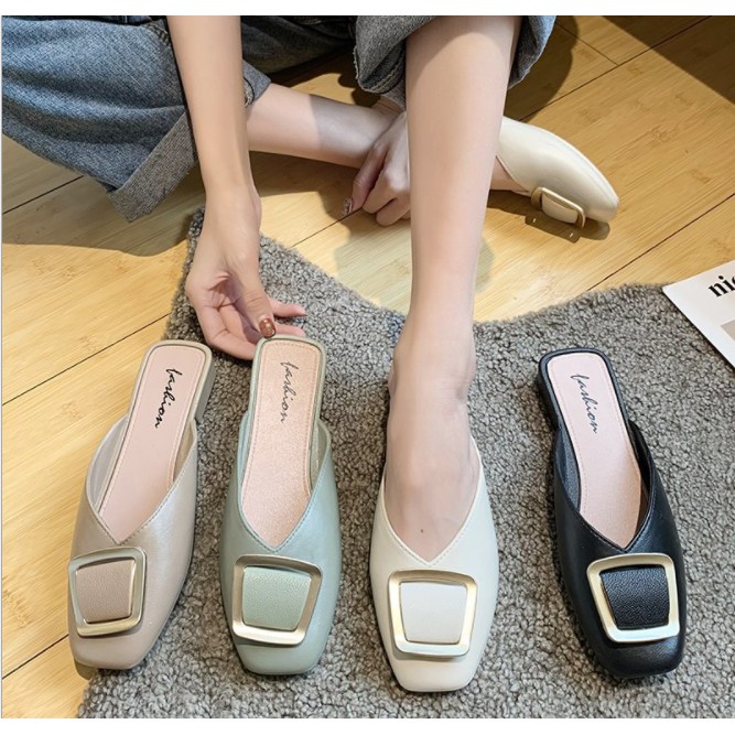 Giày sục nữ, dép nữ búp bê đế bệt mũi vuông hot trend 3 màu Đen - Xanh - Nâu - TGS122 | BigBuy360 - bigbuy360.vn