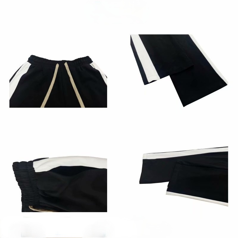 Quần thể thao ống rộng phối sọc trắng đen cá tính đơn giản phong cách hiphop thời trang dành cho nam