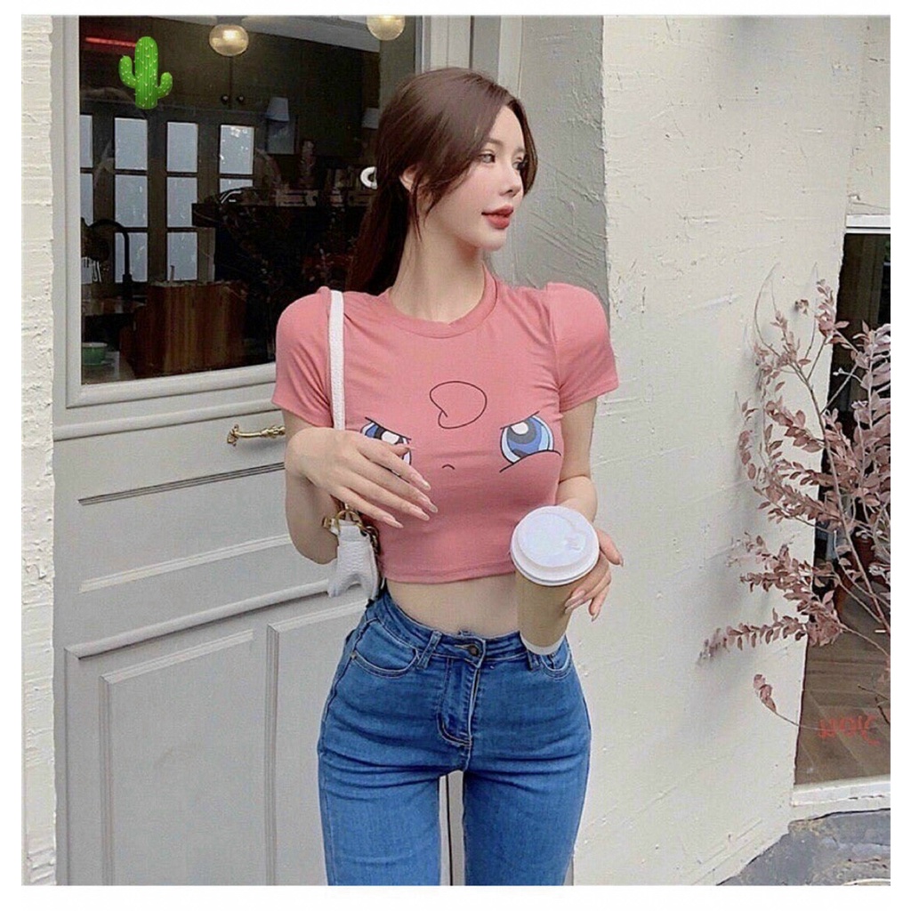 Áo Thun Croptop In Hình PKM Siêu Cute