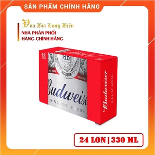 Bia BUDWEISER - King of Beer, Bia Mỹ bán chạy nhất thế giới, Nồng độ cồn 5%, Thùng tiêu chuẩn 24 lon x 330ml