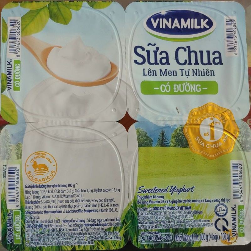 Sữa chua Vinamilk có đường 4x100g