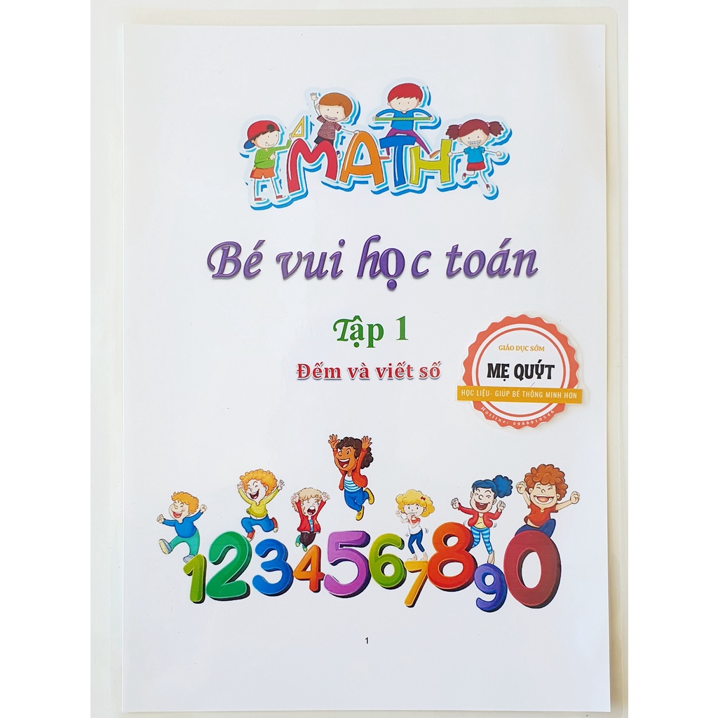 ☸❁◎Bé Vui Học Toán Tập 1 - Đếm Và Viết Số -Viết Vẽ Tự Xóa, Dùng Vô Lần Ép Plastic Chống Dính Mực Dễ Dàng Lau Chùi