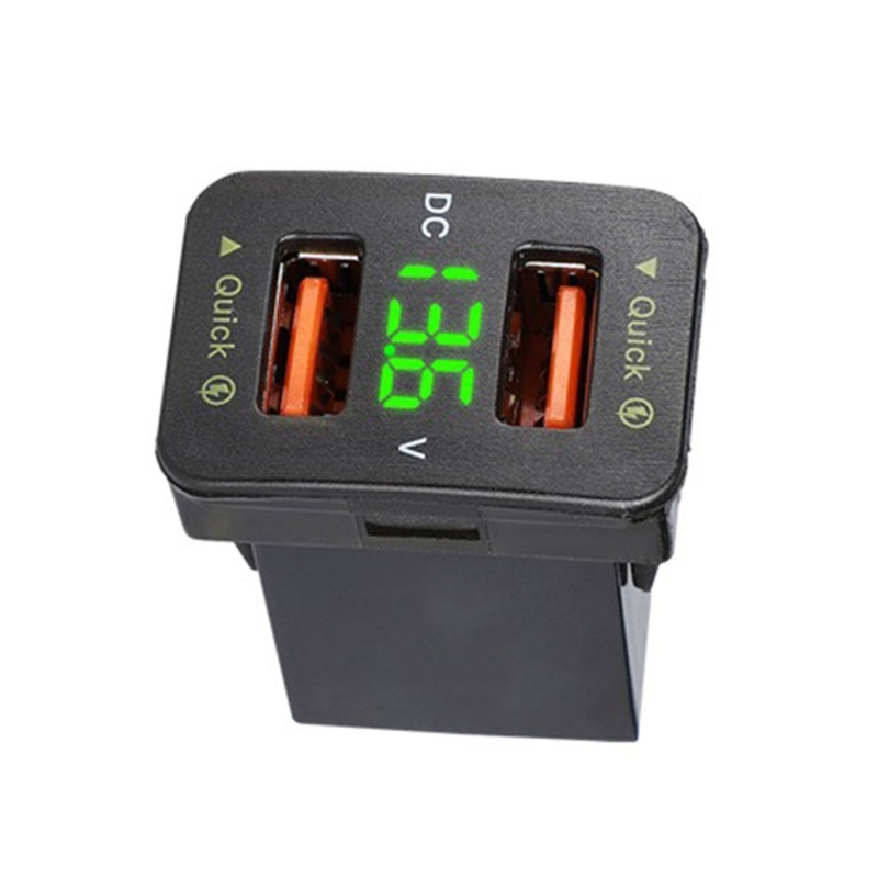 Ổ cắm sạc nhanh hai cổng USB có đèn LED hiển thị vôn kế cho xe hơi Toyota