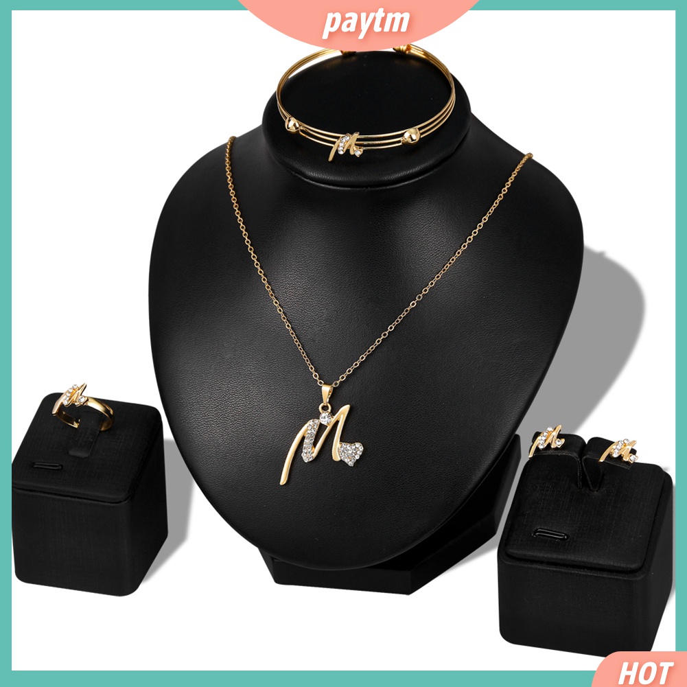 Bộ Trang Sức Mạ Vàng Hình Trái Tim Đính Đá Nhân Tạo Dành Cho Nữ