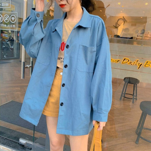 Áo Khoác Kaki Simple Unisex (Đen/Tan/hồng/xanh) Ulzzang