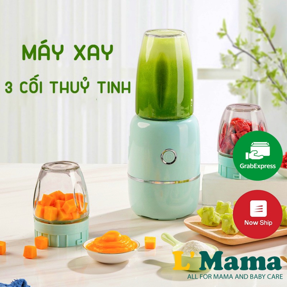 Máy Xay Đa Năng 6 Lưỡi 3 Cối Thủy Tinh Xay Đồ Ăn Dặm Cho Bé Và Gia Đình Siêu Tiện Lợi