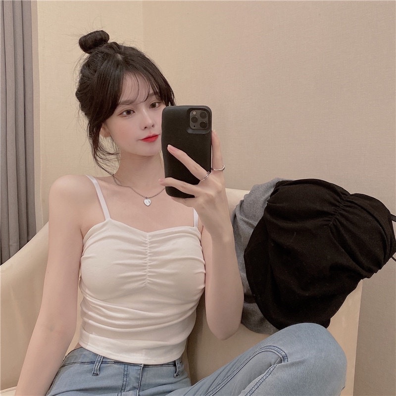 Áo Bra Nữ 2 Dây Chất Cotton Mềm Dáng Nhún Phong Cách Trẻ Trung Mẫu Mới N20