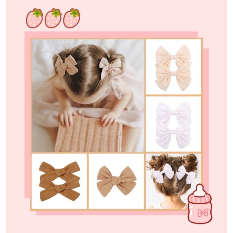 Kẹp nơ vải mềm mịn cho bé phong cách Châu Âu (kẹp ko bọc vải)