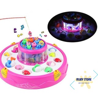 [Đồ chơi đèn nhạc]  HỘP CÂU CÁ 2 TẦNG, THỦY CUNG XOAY, 26 CÁ, NHẠC ĐÈN (Dùng pin)