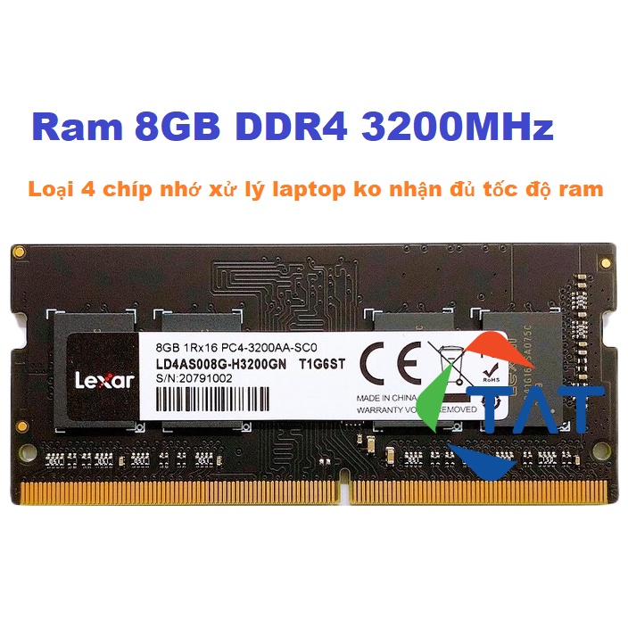 Ram Lexar 8GB 3200MHz Một Mặt Chíp Dùng Cho Laptop - Bảo hành 36 tháng