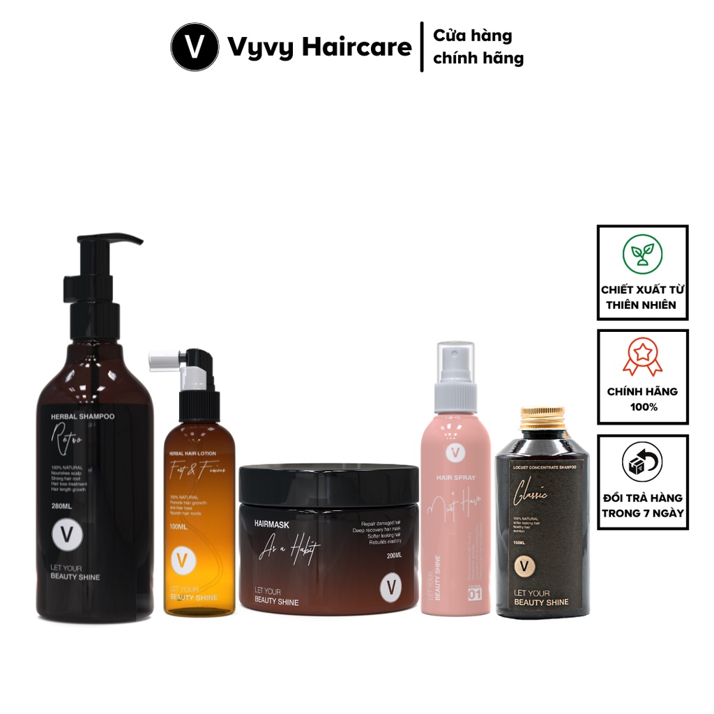 Combo Dưỡng Chuyên Sâu, Phục Hồi, Ngăn Rụng, Tóc Bồng Bềnh Chắc Khỏe COMBO 13 VyvyHaircare 880ml