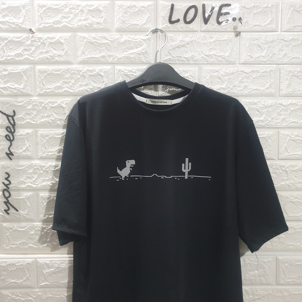 ATPQ - áo thun in hình phản quang chất cotton tixi dày dành cho nam nữ in khung long 404