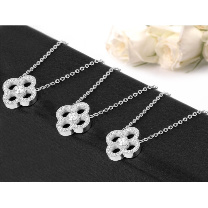 DÂY CHUYỀN TITAN HOA L V ĐÍNH ĐÁ TN177 siêu đẹp, bền màu, chuẩn thời trang