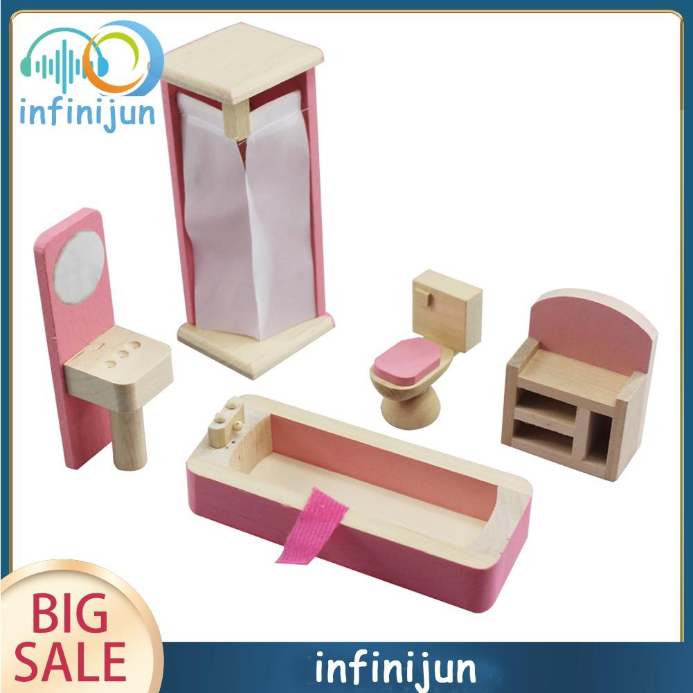 Bộ Nội Thất Nhà Búp Bê Bằng Gỗ Xinh Xắn