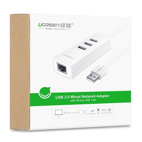 Bộ chia 3 cổng USB with mạng Lan 10/100Mbps Ugreen 30297
