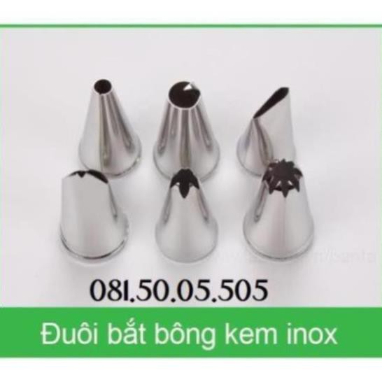 Bộ 6 đui bắt kem cơ bản kèm 1 túi bắt kem và 1 chốt đui