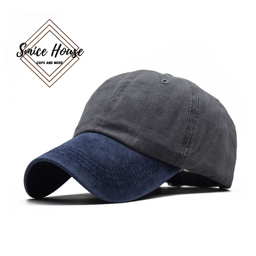 Nón mũ lưỡi trai jeans bụi bạc màu kết hợp 2 màu dành cho cả nam và nữ - Smice House