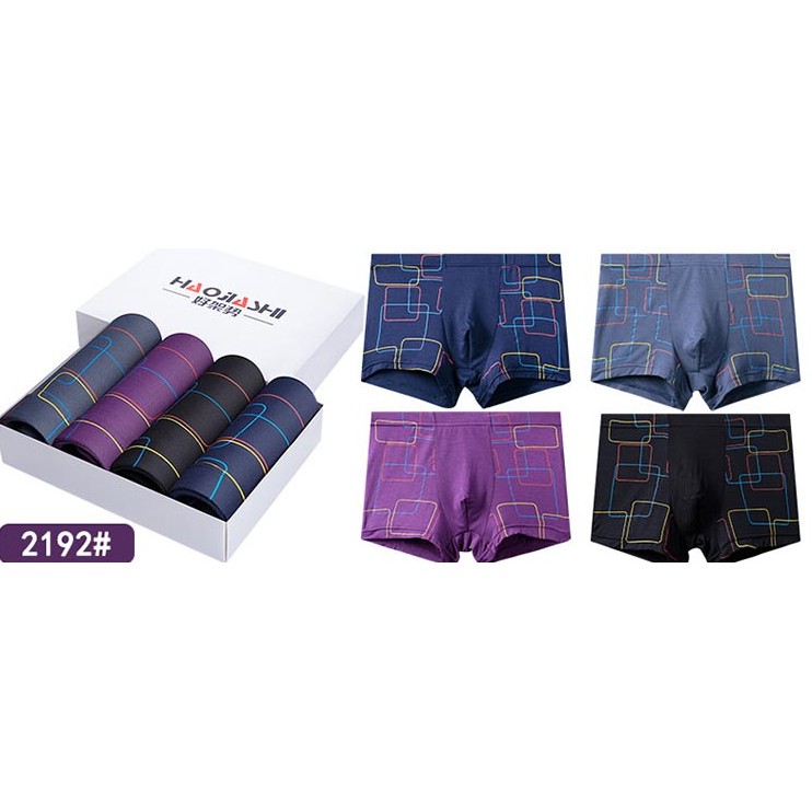 Mã M002 Comboo 4 quần lót nam hoa văn Haojiashi