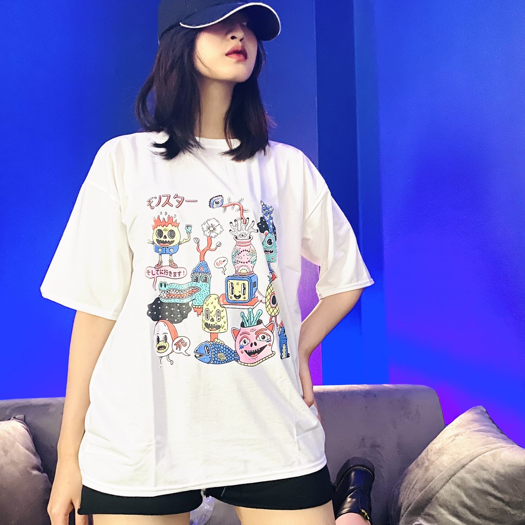 Áo thun form rộng tay lỡ nữ chất cotton xuất Hàn Alien cực cute cho ngày hè - May22 | BigBuy360 - bigbuy360.vn