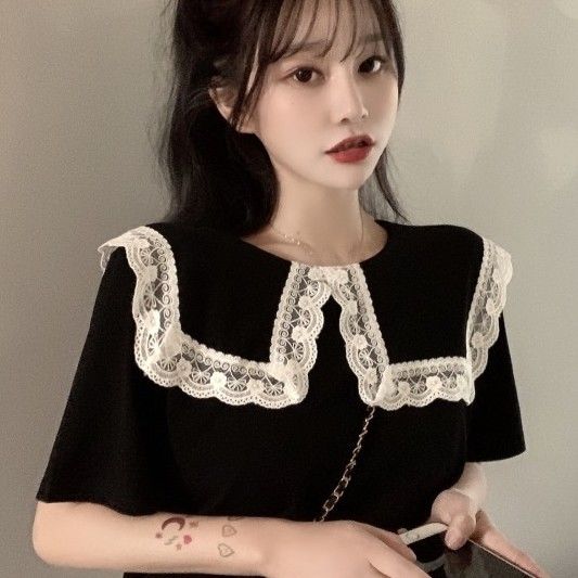 Áo Thun Tay Ngắn Phối Ren Thời Trang Dành