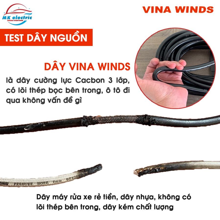 [ BH 24 THÁNG ] Máy rửa xe mini I Máy rửa xe cao áp VINA WINDS 2000W RO 2020 - Có áp chống giật +Chống cháy