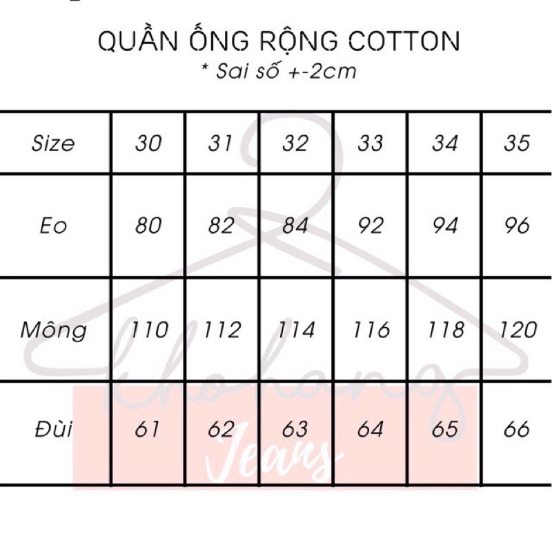 BIGSIZE 32-36 quần jean ống rộng