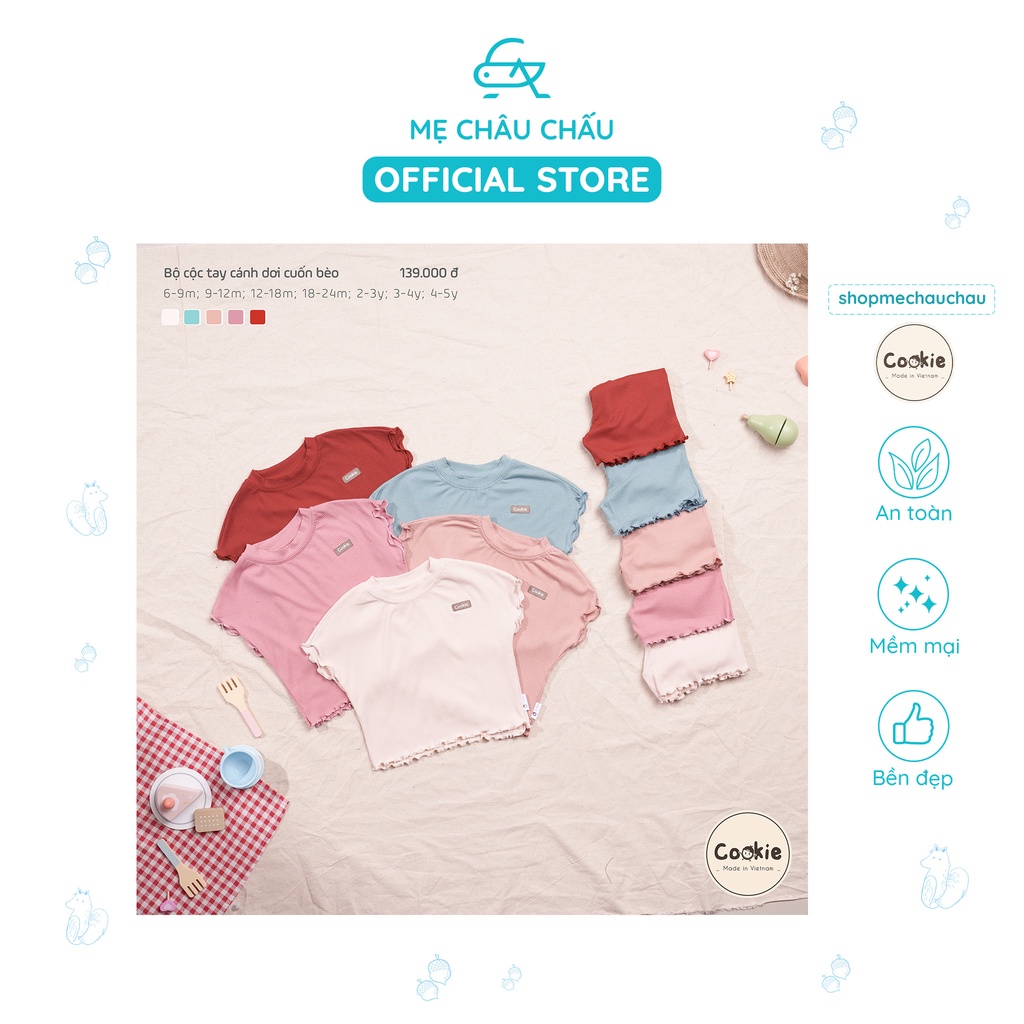 Bộ Quần Áo Cộc Tay Cookie Cánh Rơi Cuốn Bèo