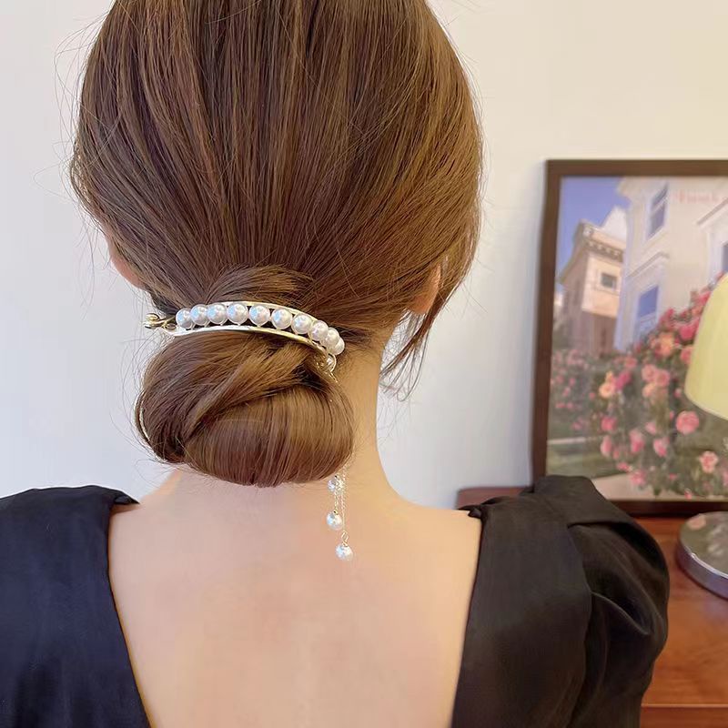 Kẹp Tóc Càng Cua Đính Đá Ngọc Trai Sang Trọng Cho Nữ