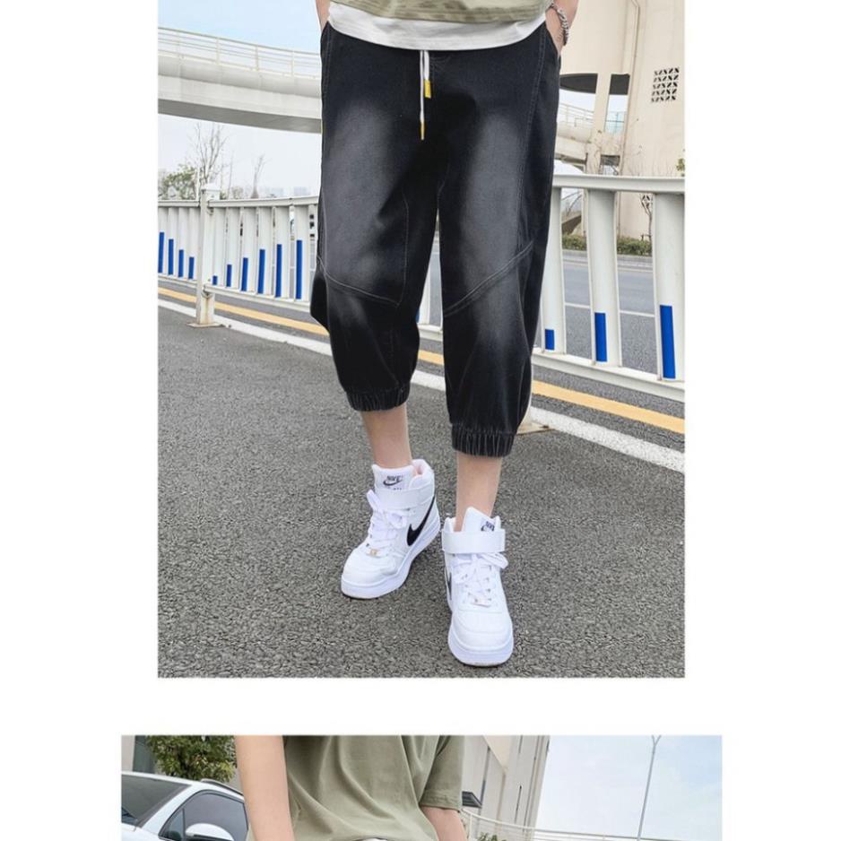 𝐅𝐫𝐞𝐞𝐒𝐡𝐢𝐩⚡ Quần Jean Jogger Unisex ⚡ Quần Ngố Bò Nam Nữ ⚡ Có Dây Rút Cạp Chun - Chất Vải Jean Cotton Co Giãn !