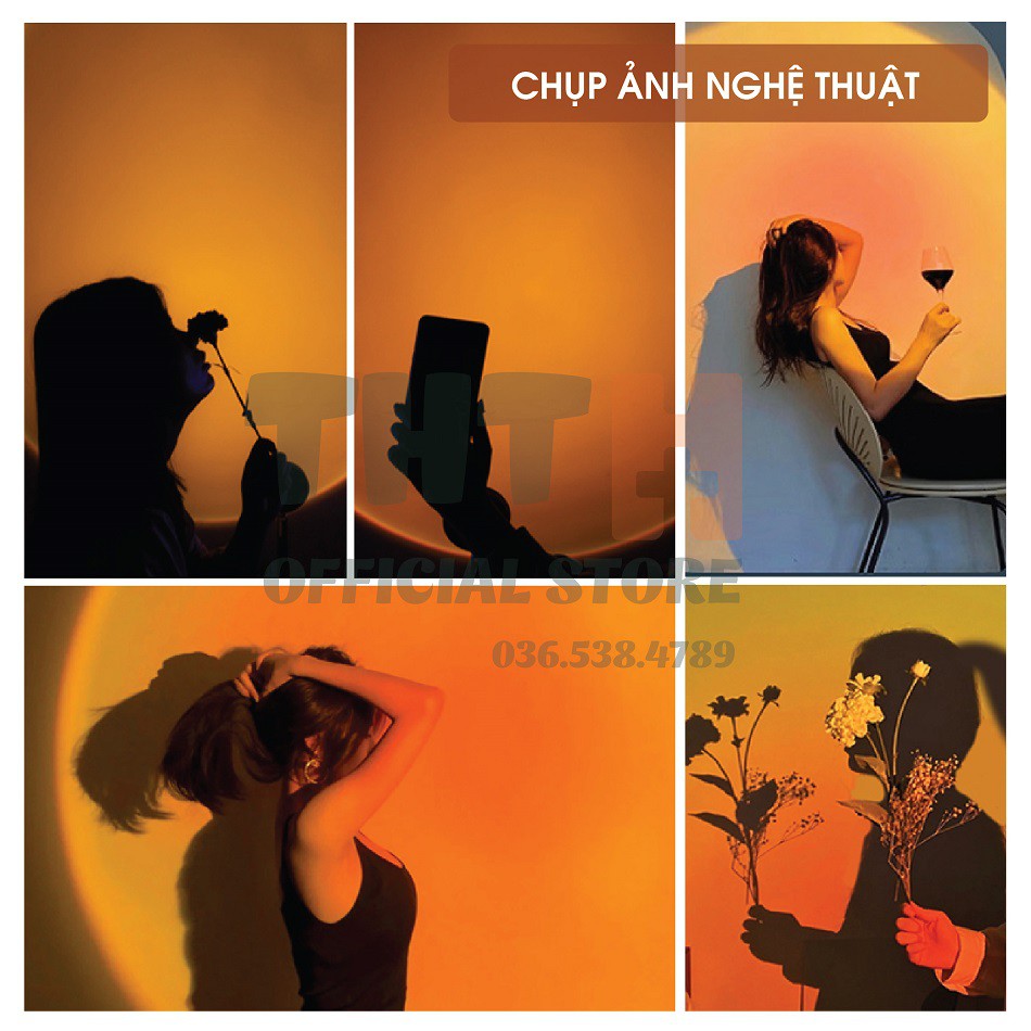 [4 In 1] Đèn Hoàng Hôn Đèn Sunset Sống Ảo - Chuyển Được 4 Màu Chiều cao 27cm, dây USB dài 1.2m, quay 180 độ