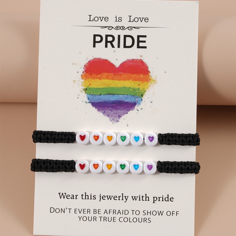 2 vòng đeo tay/vòng cổ RINHOO hình hoa/ bươm bướm/ trái tim màu cầu vồng thời trang có thể điều chỉnh cho cặp đôi