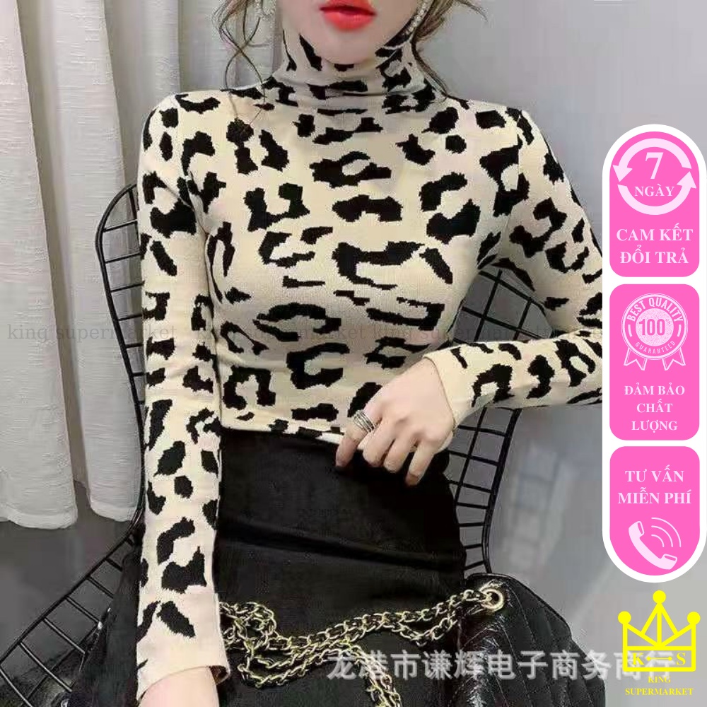 Áo Giữ Nhiệt Cao Cổ Nữ Hoạ Tiết Chấm Bi, Đốm, Chữ