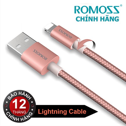 [CHÍNH HÃNG] CÁP SẠC IPHONE IPAD CỔNG LIGHTNING BỌC DÂY DÙ CHÍNH HÃNG ROMOSS 1 ĐỔI 1