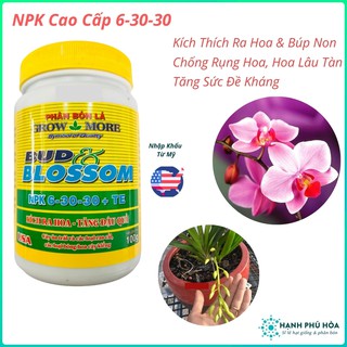 Phân Bón Hữu Cơ Growmore (Mỹ) 6-30-30 100g Cho Lan Hoa Kiểng Kích Ra Hoa Đồng Loạt, Hoa Màu Đẹp, Lâu Tàn