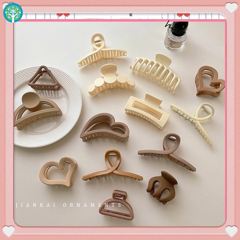 Kẹp Tóc Cá Mập Cà Phê Phong Cách Hàn Quốc