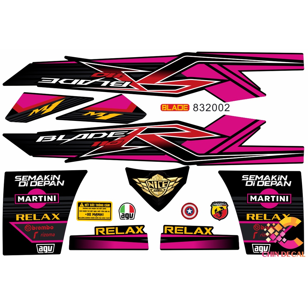 Tem HONDA BLADE , WAVE BLADE Chữ R nôi bật nhiều lựa chọn màu | Đời 2017-2022| Tem 3 lớp chống nước chống bay màu 832002