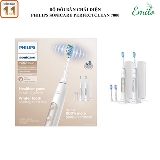 [PHILIPS CHÍNH HÃNG, hàng Mỹ, có tách set] SET BÀN CHẢI ĐIỆN PHILIPS SONICARE 7000 PERFECT CLEAN