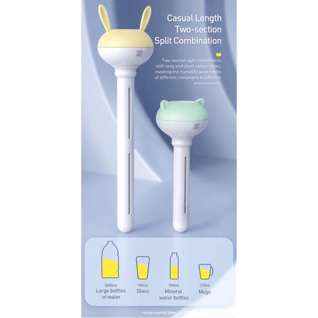 Baseus Magic Wand Portable Humidifier-Phun sương cute GẤU THỎ không giới hạn dung tích cho mọi nơi