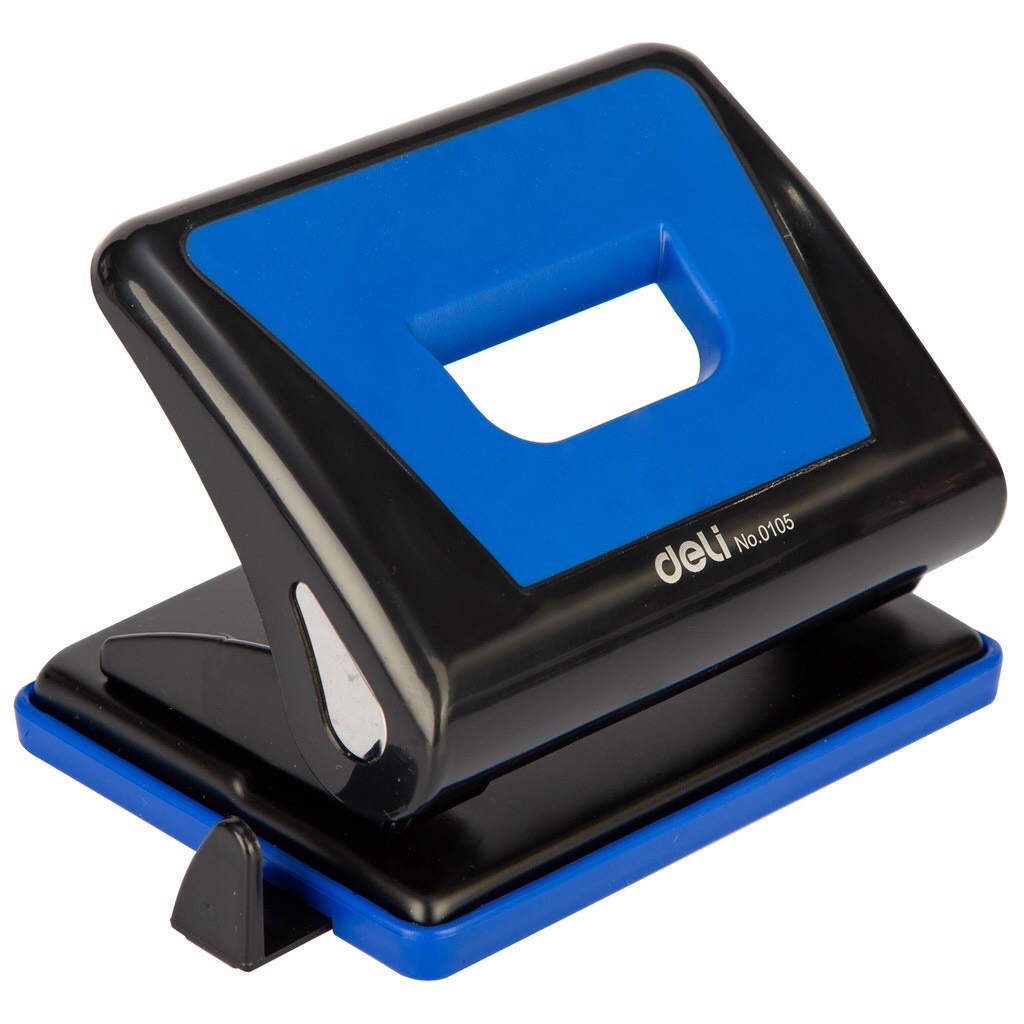 Máy đục lỗ 15 tờ Deli, 3 màu  Xanh dương, Đỏ, Ghi xám - 1 cái E0105 dùng cho văn phòng phẩm giá rẻ tiện lợi sử dụng