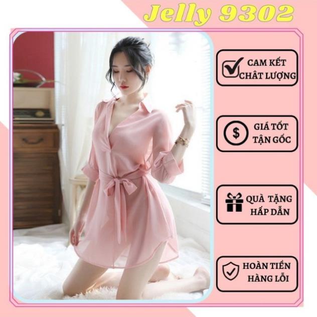 Váy Ngủ Sơ Mi Voan Mỏng Có Dây Thắt Eo Xuyên Thấu Gợi Cảm Sexy - Đầm Ngủ Nữ Dễ Thương Phong Cách Hàn Quốc Đẹp