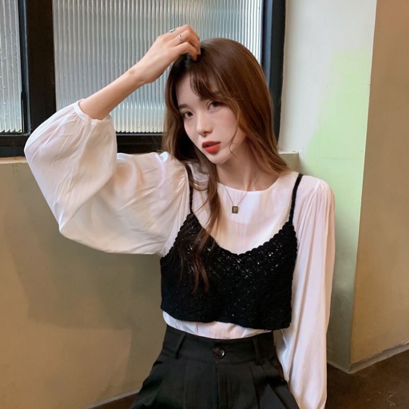 Áo Dệt Kim Hai Dây Dáng Rộng Phong Cách Hàn Quốc Thời Trang Cho Nữ