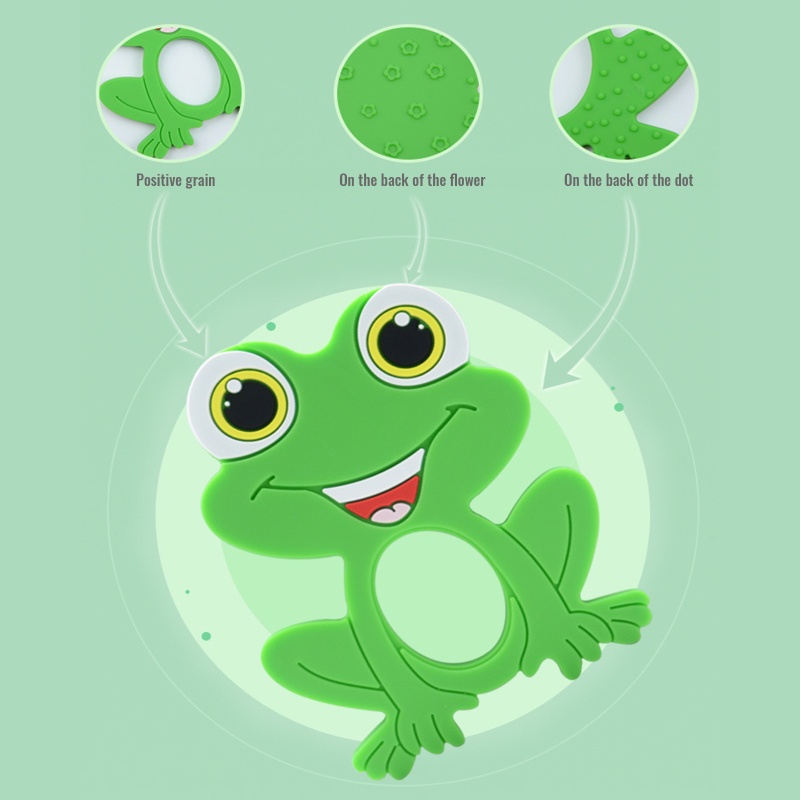 Đồ Chơi Ngậm Nướu Bằng Silicon Hình Ếch Hoạt Hình Dành Cho Bé