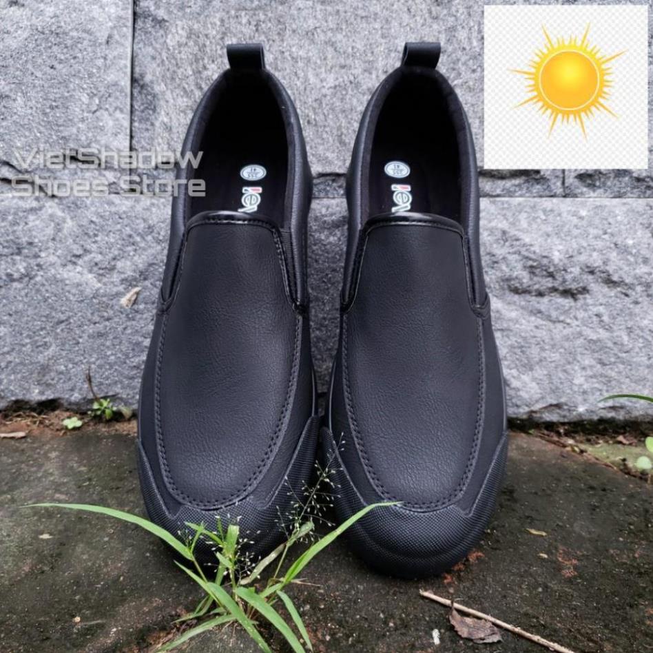 🤺 Slip on nam LEYO - Giày lười da nam - Da PU màu đen full - Mã SP A1182 🤺